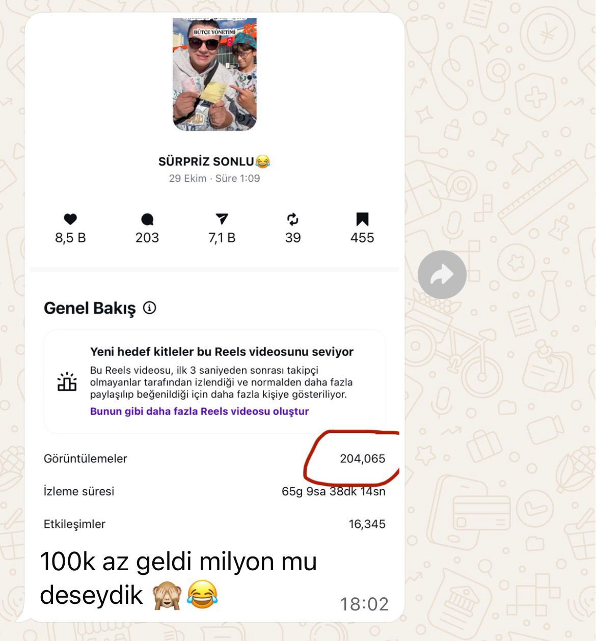 "100k az geldi milyon mu deseydik 🙈😂"